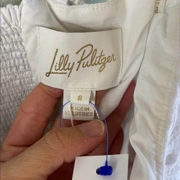 NEW Lilly Pulitzer "Lantana" White Eyelet Midi Dress Smocked Back Flutter Straps - Picture 3 of 8